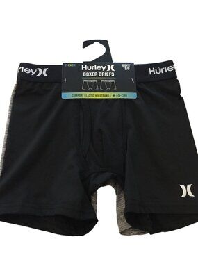 Hurley Boys Small 6-8 Boxer Briefs Dri-Fit Black Gray Set of 2